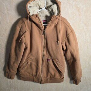 Wrangler Workwear Men Sherpa Lined Zip Hoodie Jacket Brown Sm Heavyweight 254